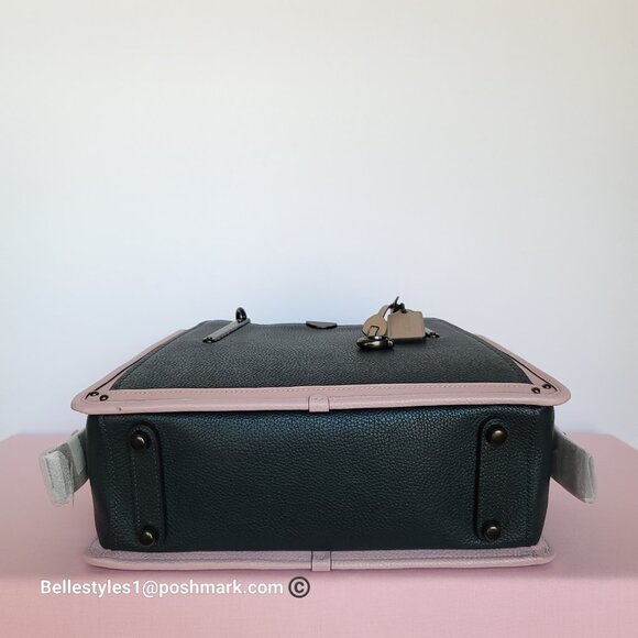 COACH Dreamer 27 In Colorblocked Pebbled Leather-Pine Green Aurora Multi ⭐ - Picture 9 of 16